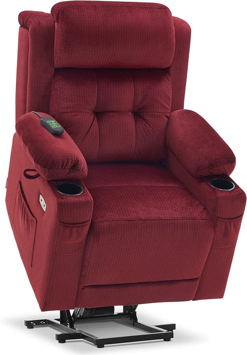 Lay Flat Lift Recliner with Power Headrest, Massage and Heat, Fabric,