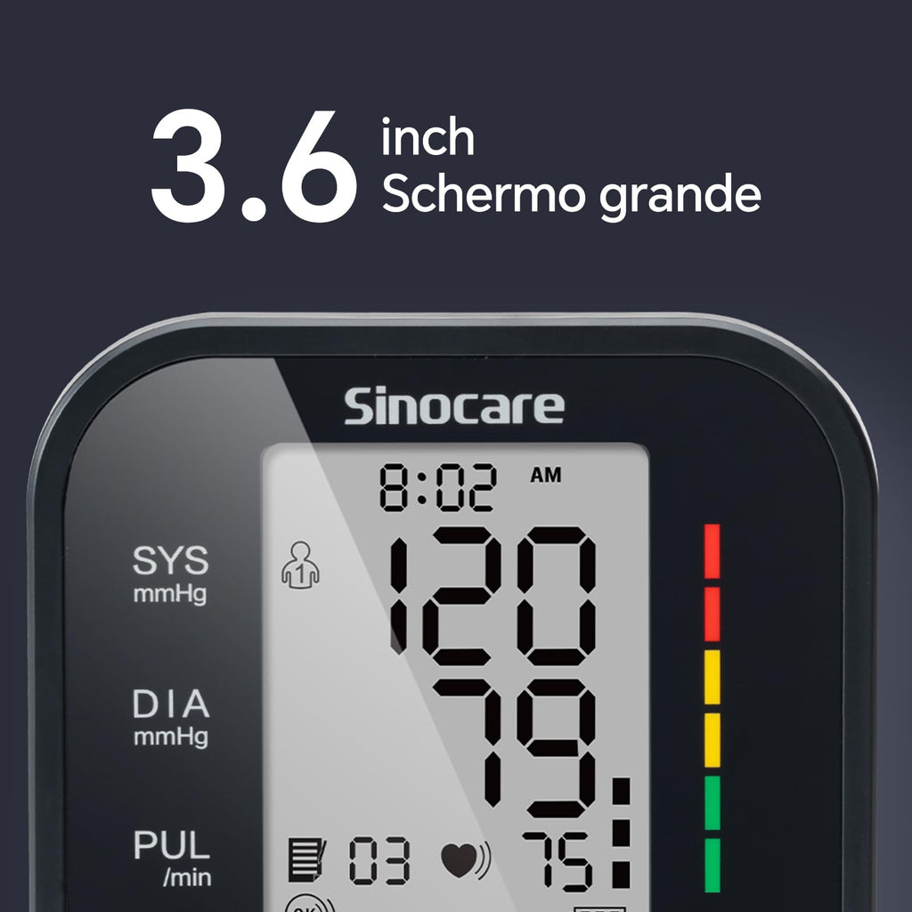 Sinocare Arm Blood Pressure Monitor (22-42 cm) with Risk Indicator, Home Hypertension Monitoring