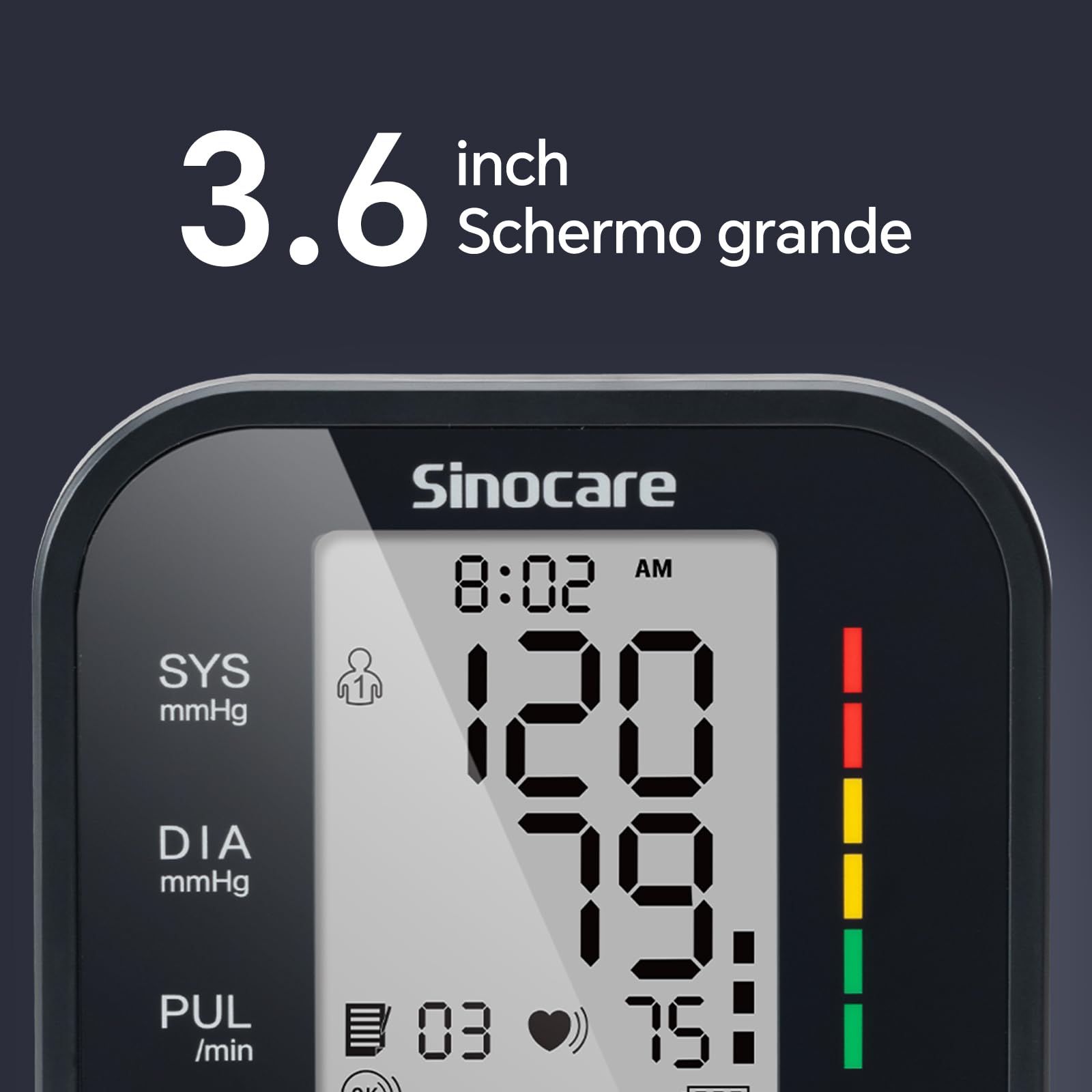 Sinocare Arm Blood Pressure Monitor (22-42 cm) with Risk Indicator, Home Hypertension Monitoring