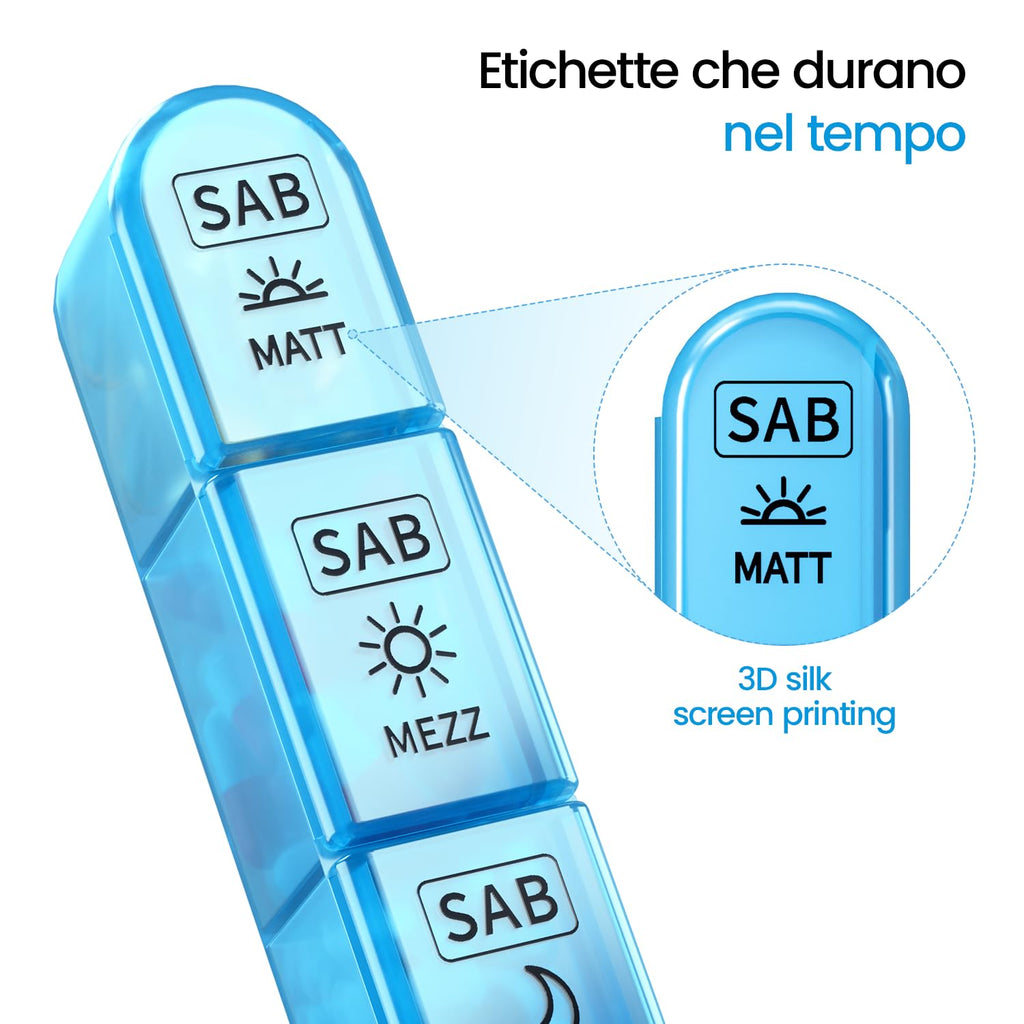 7 Day Weekly Pill Box with 3 Compartments for Morning, Afternoon and Evening, Easy Open Design, Ideal for Medications, Vitamins, Fish Oil and Supplements - Black