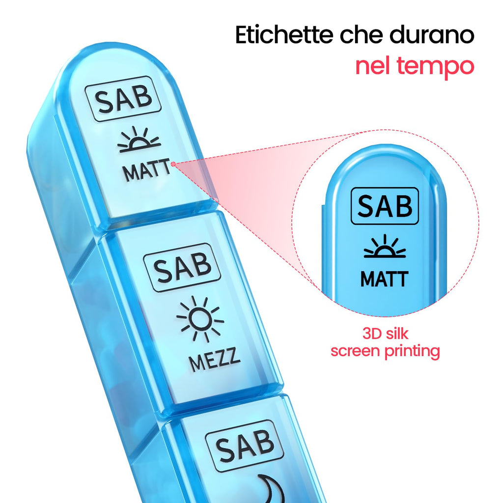 7 Day Weekly Pill Box with 3 Compartments for Morning, Afternoon and Evening, Easy Open Design, Ideal for Medications, Vitamins, Fish Oil and Supplements - Black