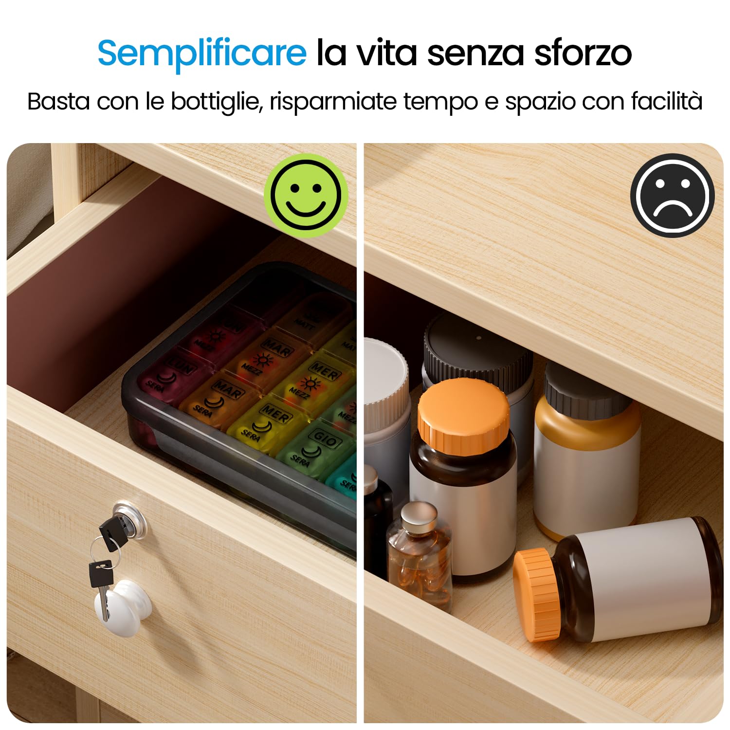 7 Day Weekly Pill Box with 3 Compartments for Morning, Afternoon and Evening, Easy Open Design, Ideal for Medications, Vitamins, Fish Oil and Supplements - Black