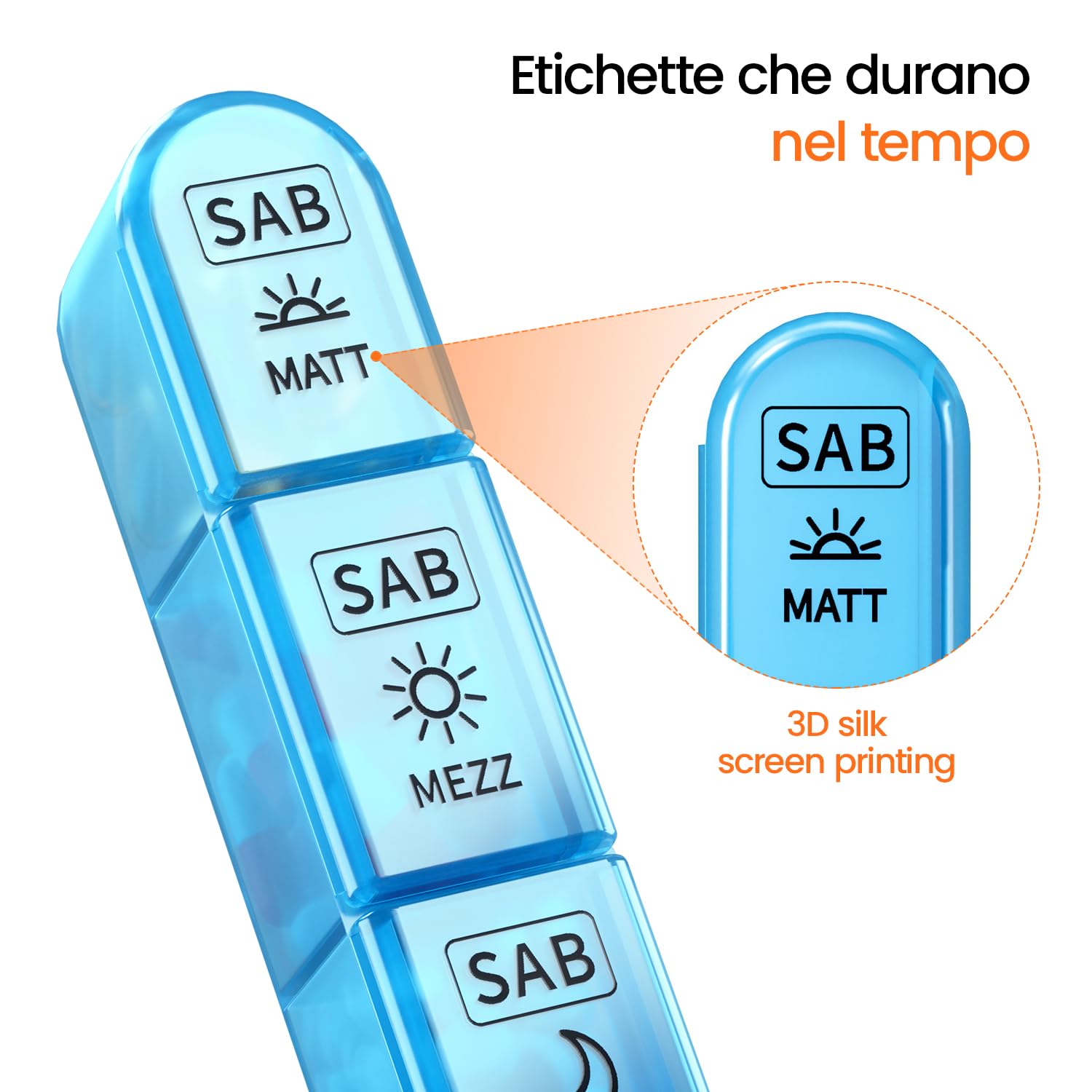7 Day Weekly Pill Box with 3 Compartments for Morning, Afternoon and Evening, Easy Open Design, Ideal for Medications, Vitamins, Fish Oil and Supplements - Black