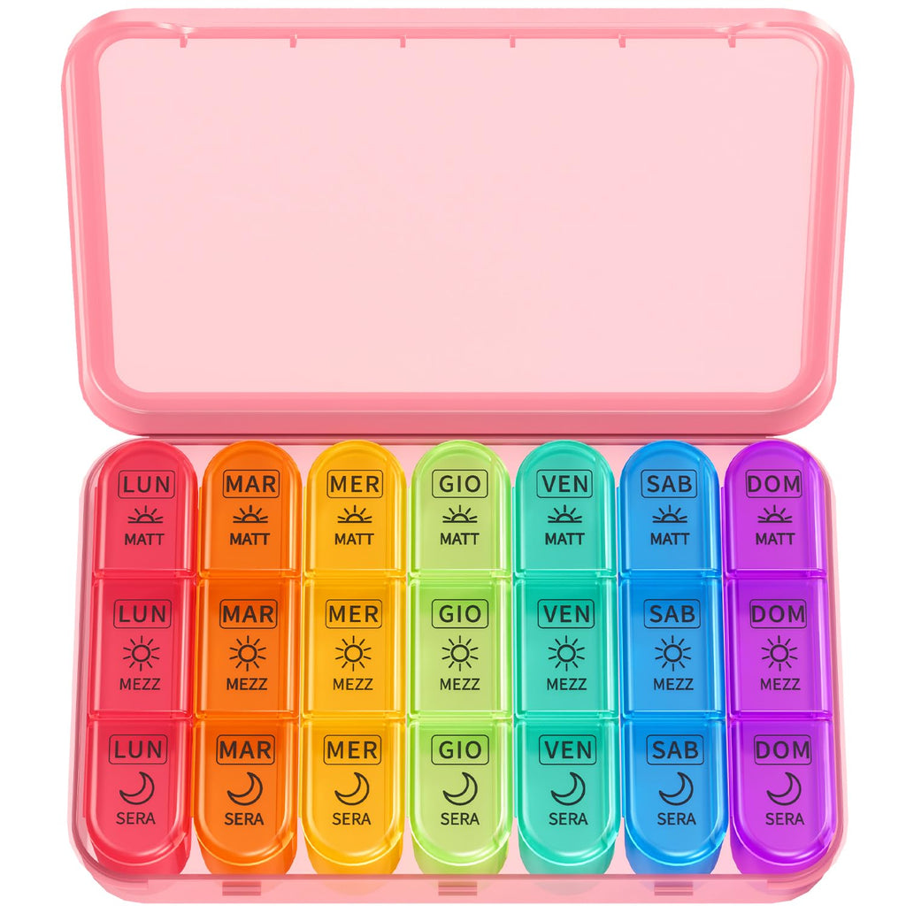 7 Day Weekly Pill Box with 3 Compartments for Morning, Afternoon and Evening, Easy Open Design, Ideal for Medications, Vitamins, Fish Oil and Supplements - Black