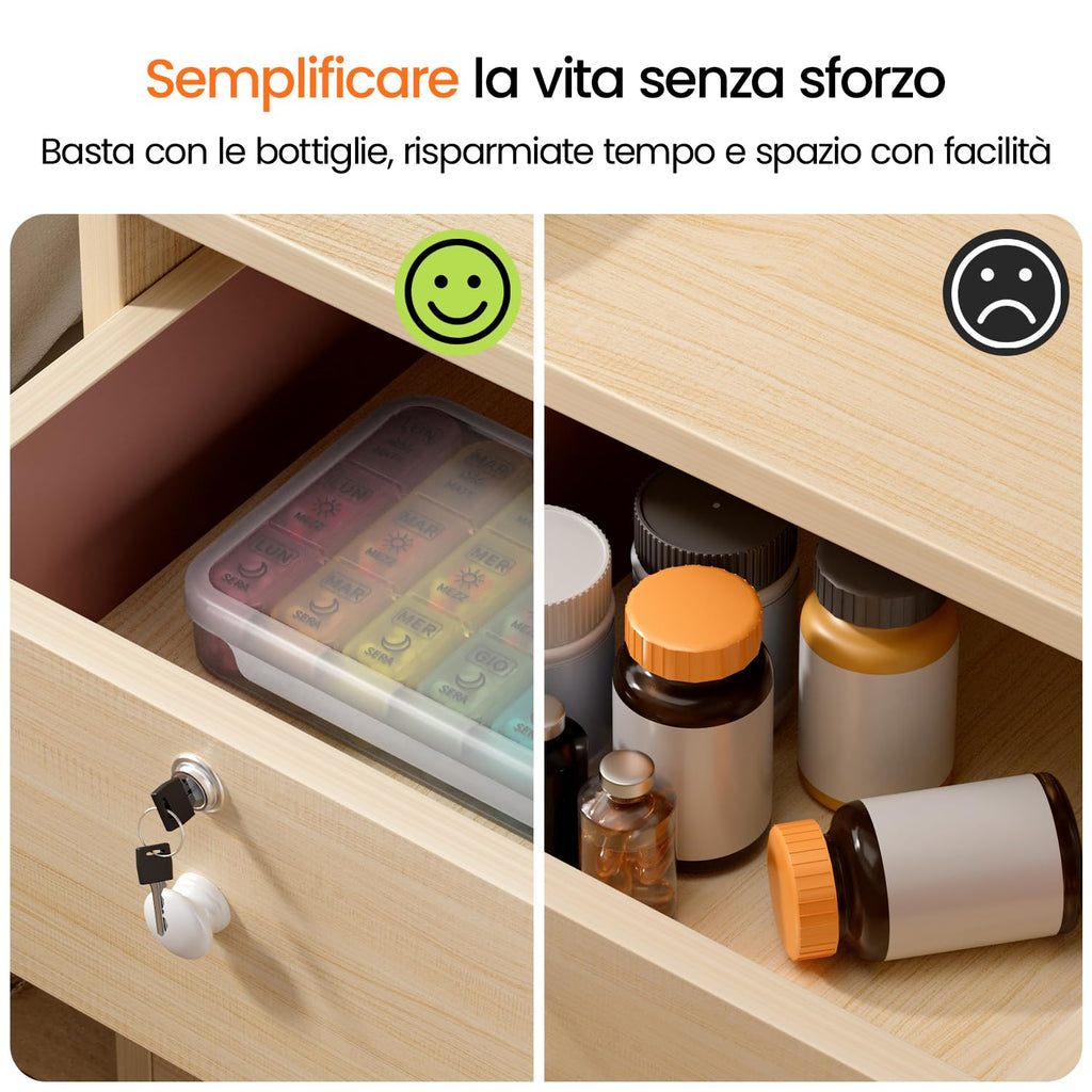 7 Day Weekly Pill Box with 3 Compartments for Morning, Afternoon and Evening, Easy Open Design, Ideal for Medications, Vitamins, Fish Oil and Supplements - Black