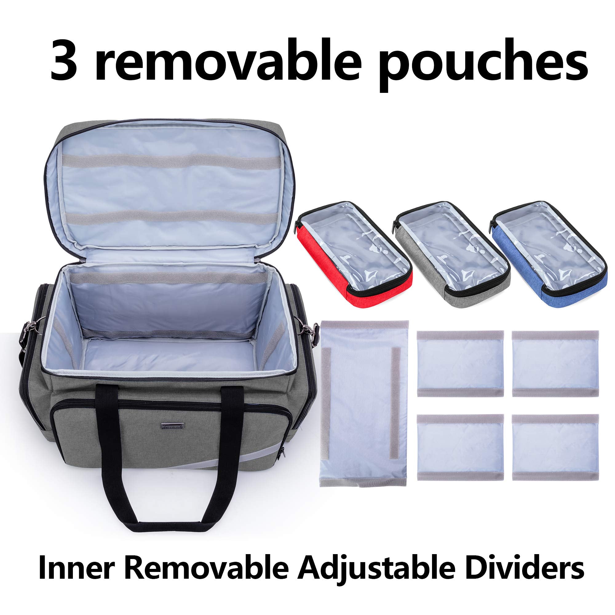 Trunab Borsa di emergenza vuota, borsa infermieristica borsa di salvataggio professionale grande capacità con bordo di divisione interno e fondo antiscivolo, custodia infermieristica a domicilio