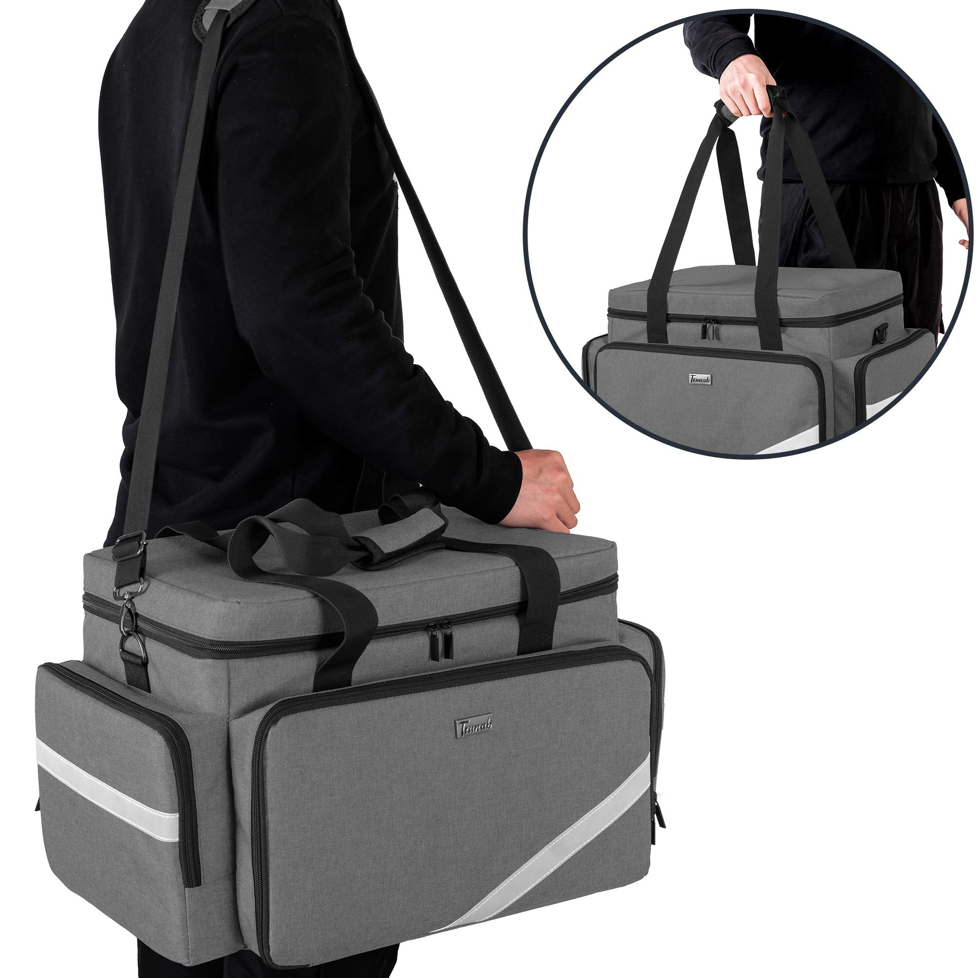 Trunab Borsa di emergenza vuota, borsa infermieristica borsa di salvataggio professionale grande capacità con bordo di divisione interno e fondo antiscivolo, custodia infermieristica a domicilio