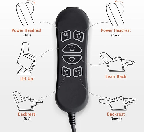 Lay Flat Lift Recliner with Power Headrest, Massage and Heat, Fabric,