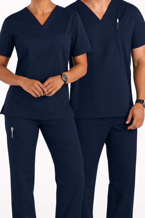 Unisex Medical Scrub Set – V-Neck Short Sleeve Top and Matching Pants